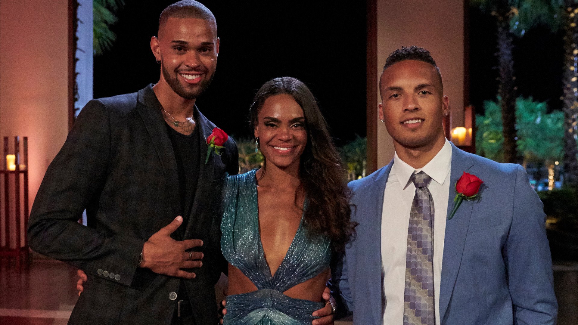 Michelle Young stands together with her final two picks Nayte Olukoya and Brandon Jones before ‘The Bachelorette’ Season 18 finale in 2021