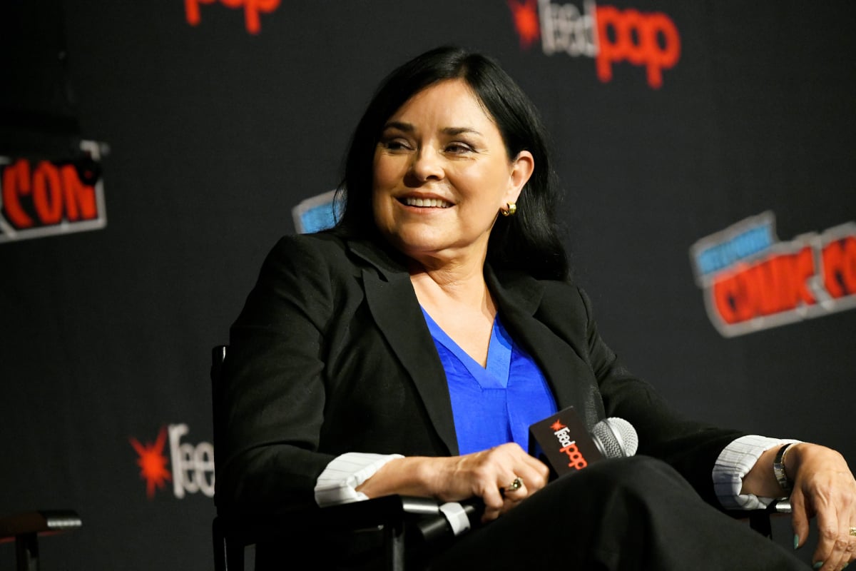 Outlander Diana Gabaldon speaks onstage during a panel for STARZ at NYCC 2019 on October 05, 2019 at Hulu Theater at Madison Square Garden in New York City