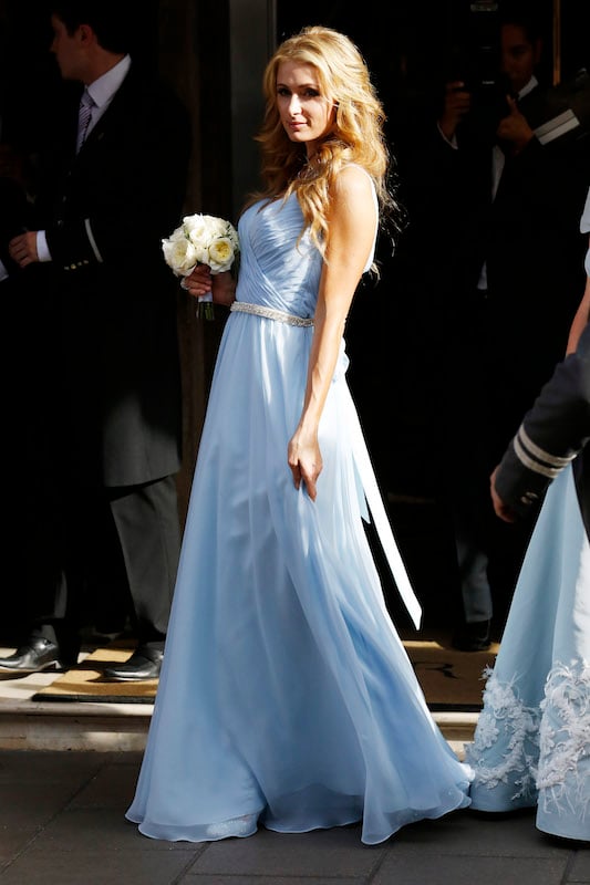 Paris Hilton seen leaving Claridge's Hotel for Nicky Hilton's Wedding on July 10, 2015 in London, England.