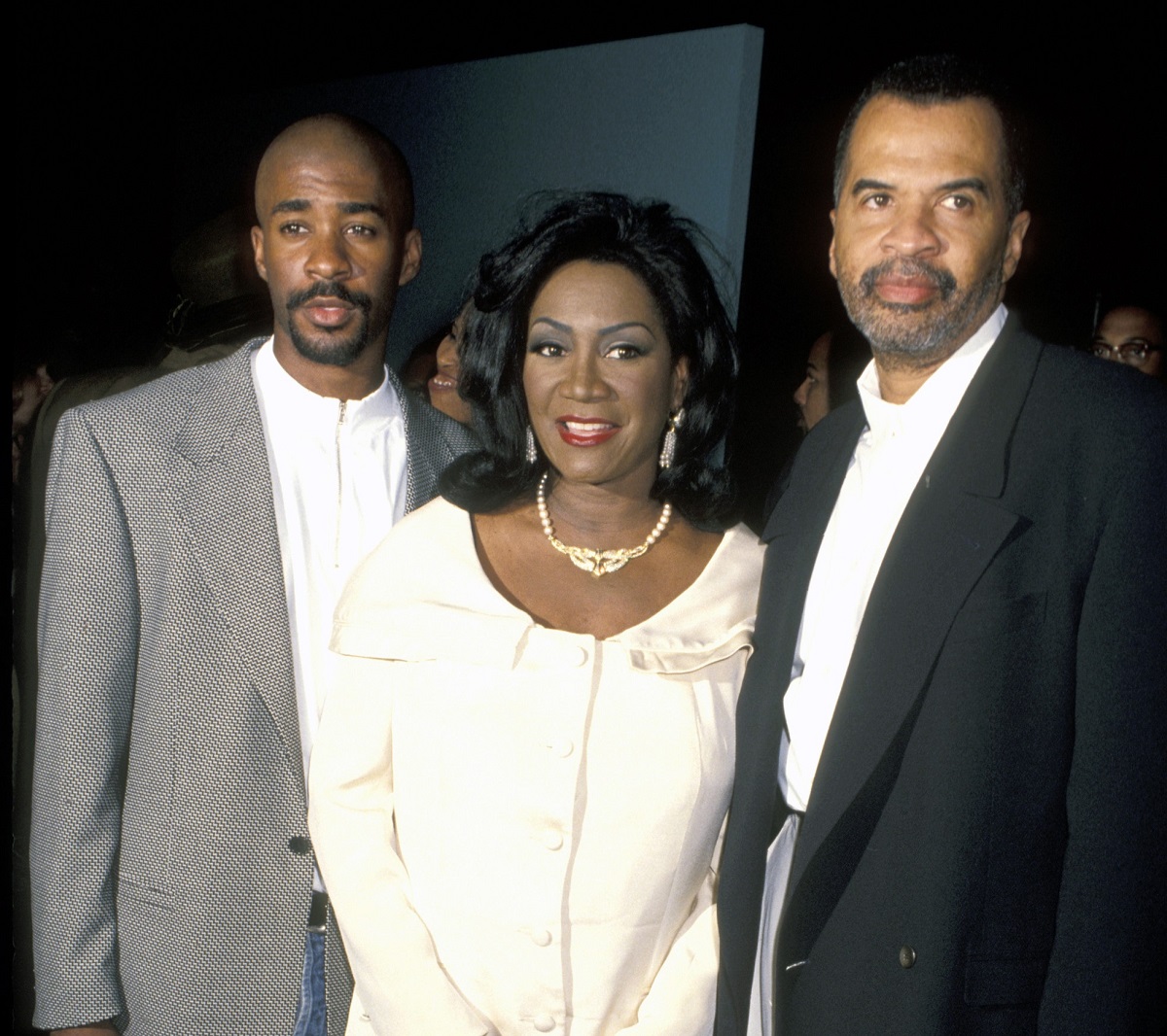 Patti LaBelle and Armstead Edwards pose for photo with their son Zuri at a premiere in 1992