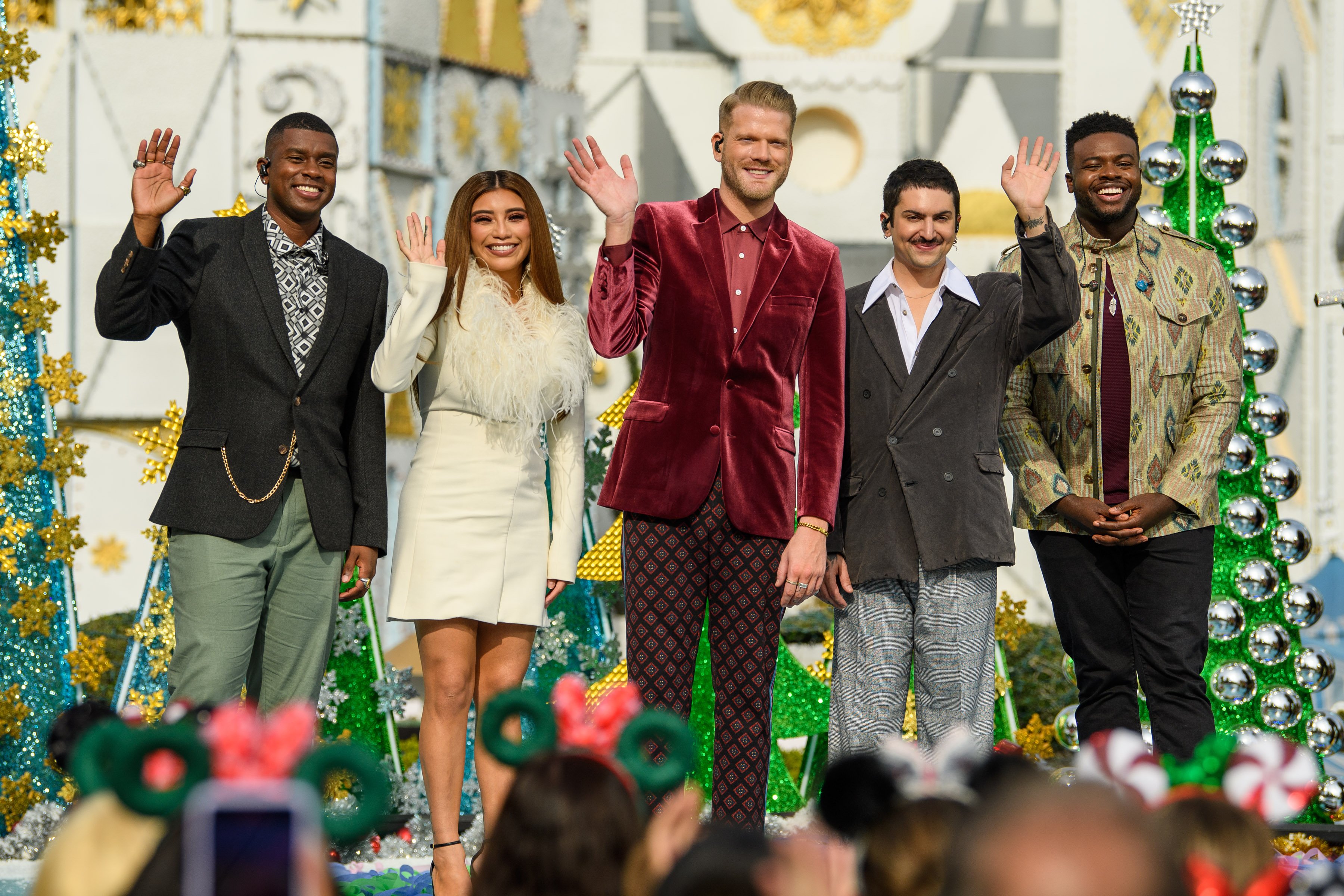 Members of Pentatonix at the 2021 Disney Christmas Parade