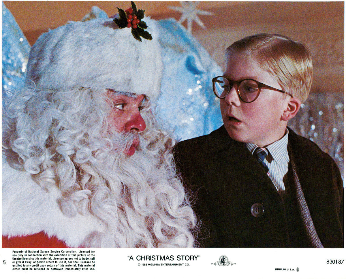 Peter Billingsley sits on Santa's lap in a fun Christmas movie