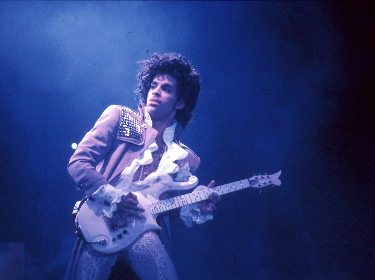 Prince performs at the Fabulous Forum on February 19, 1985, in Inglewood, California