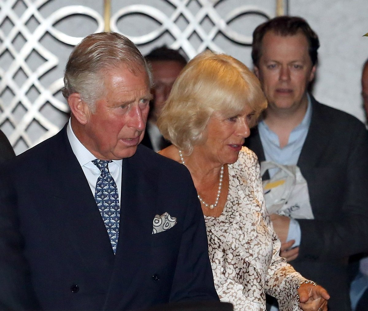 Prince Charles, Camilla Parker Bowles, and Tom Parker Bowles leaving Scott's restaurant together