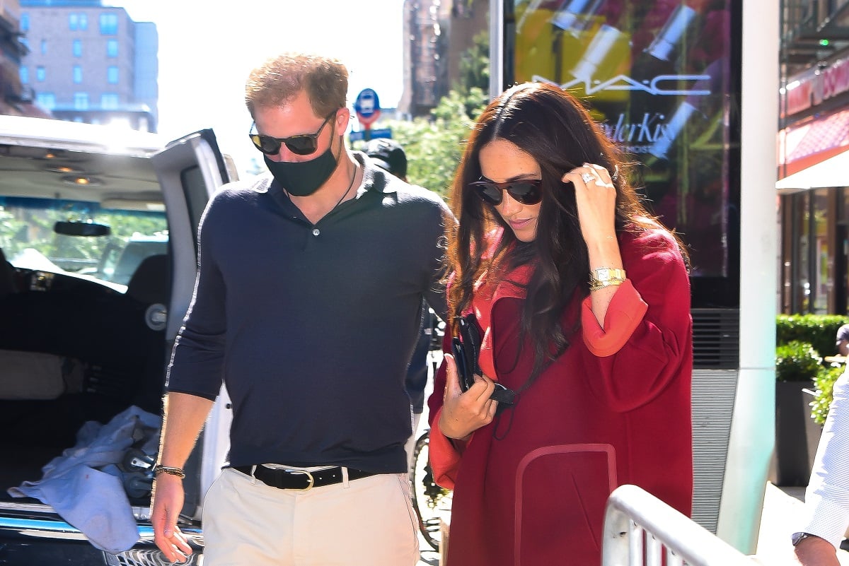 Prince Harry and Meghan Markle outside Melba's restaurant in New York City