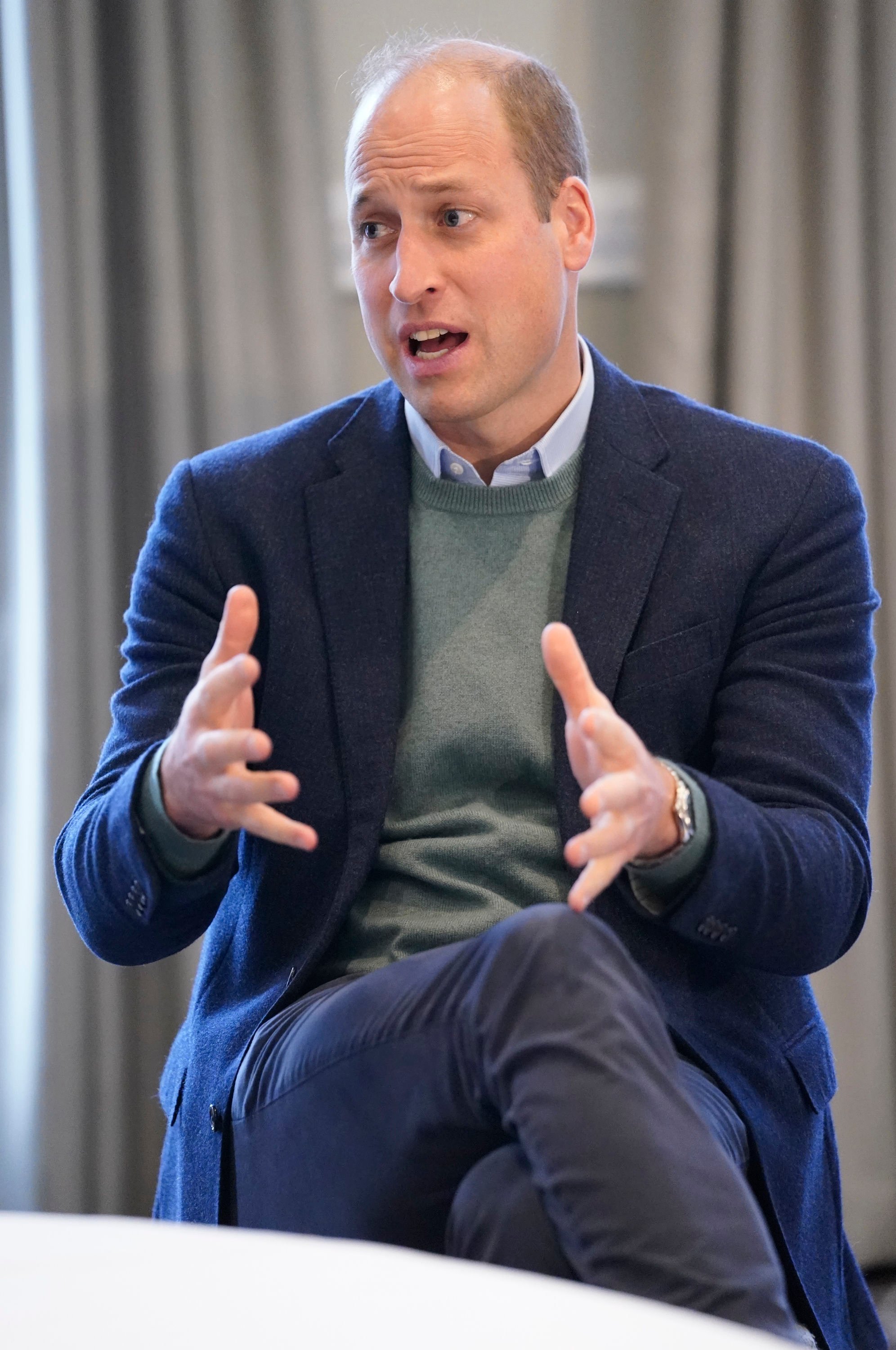 Prince William at an engagement speaking with refugees evacuated from Afghanistan