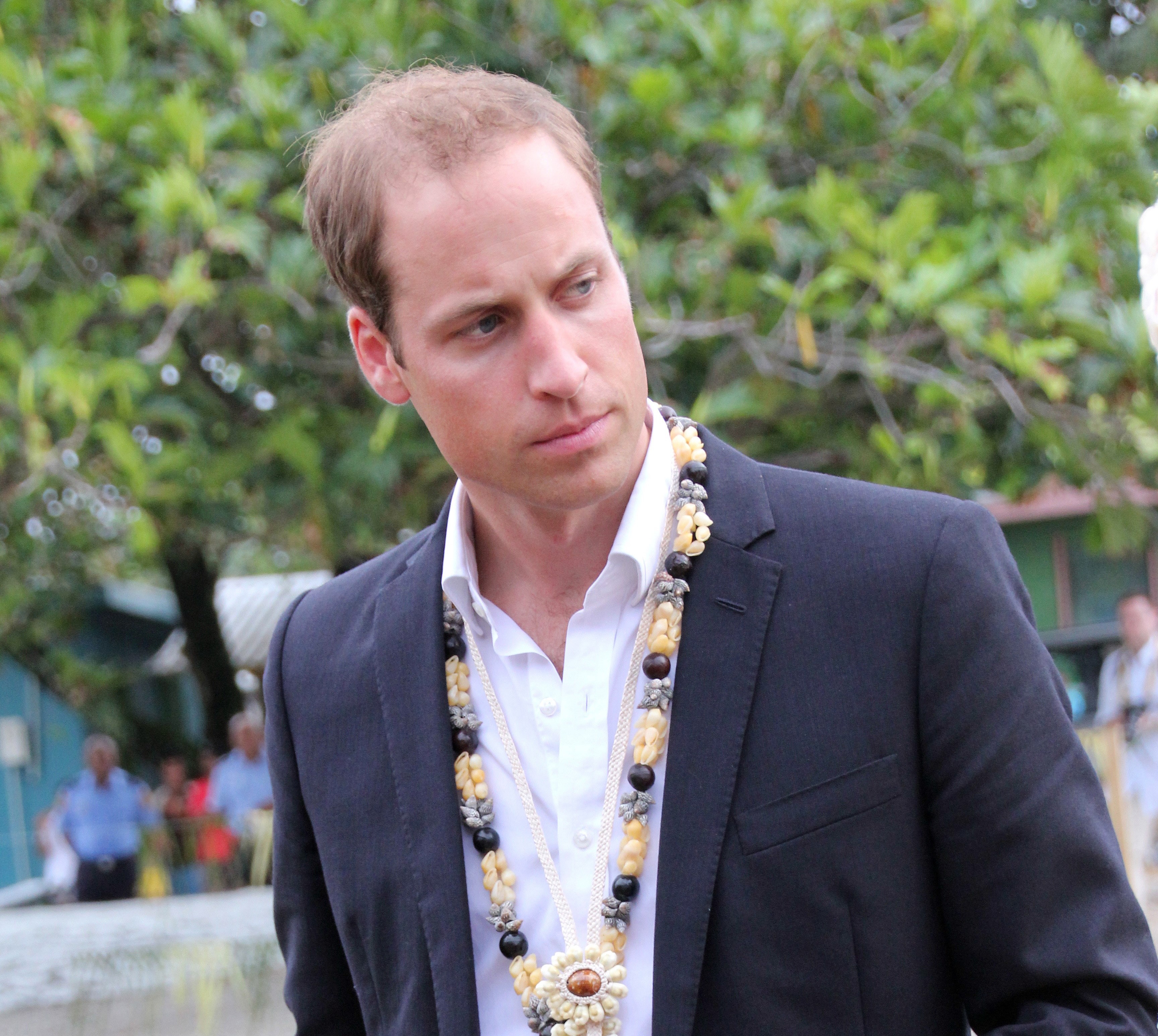 Prince William during his visit to Funafuti a day after his lawyers lodged a criminal complaint against a French tabloid for publishing pictures of Kate Middleton sunbathing topless