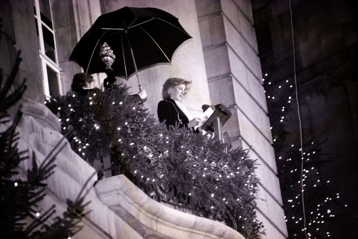 Princess Diana turns on the Christmas lights on Regent Street on November 19, 1981