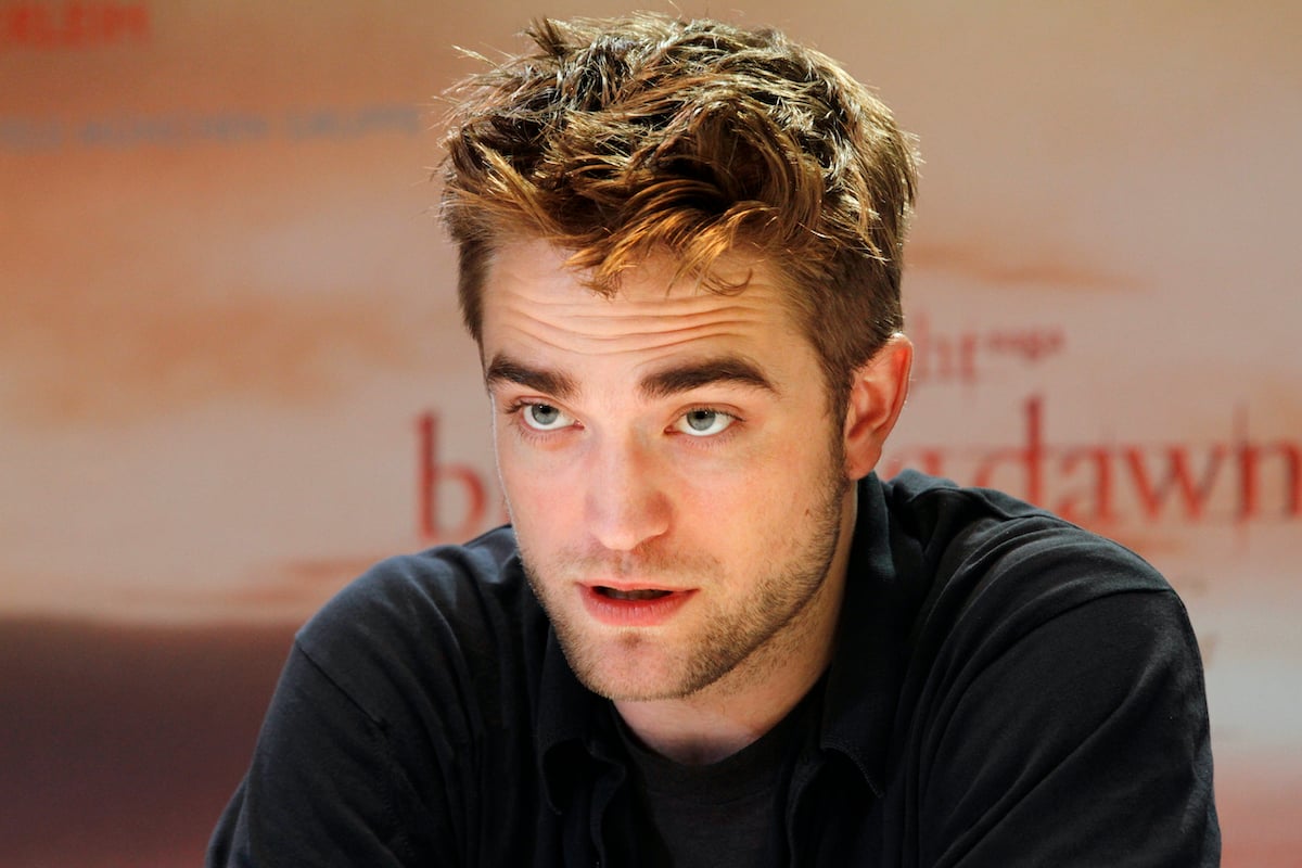 Twilight actor Robert Pattinson answers questions at a press conference.