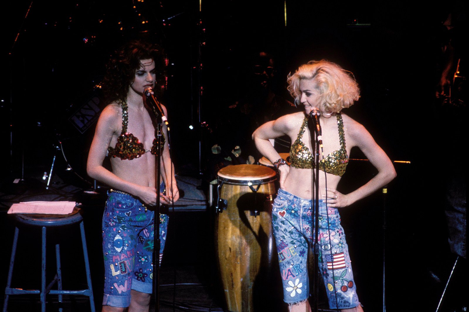 Madonna and Sandra Bernhard performed at the Rainforest Benefit in May 1988 