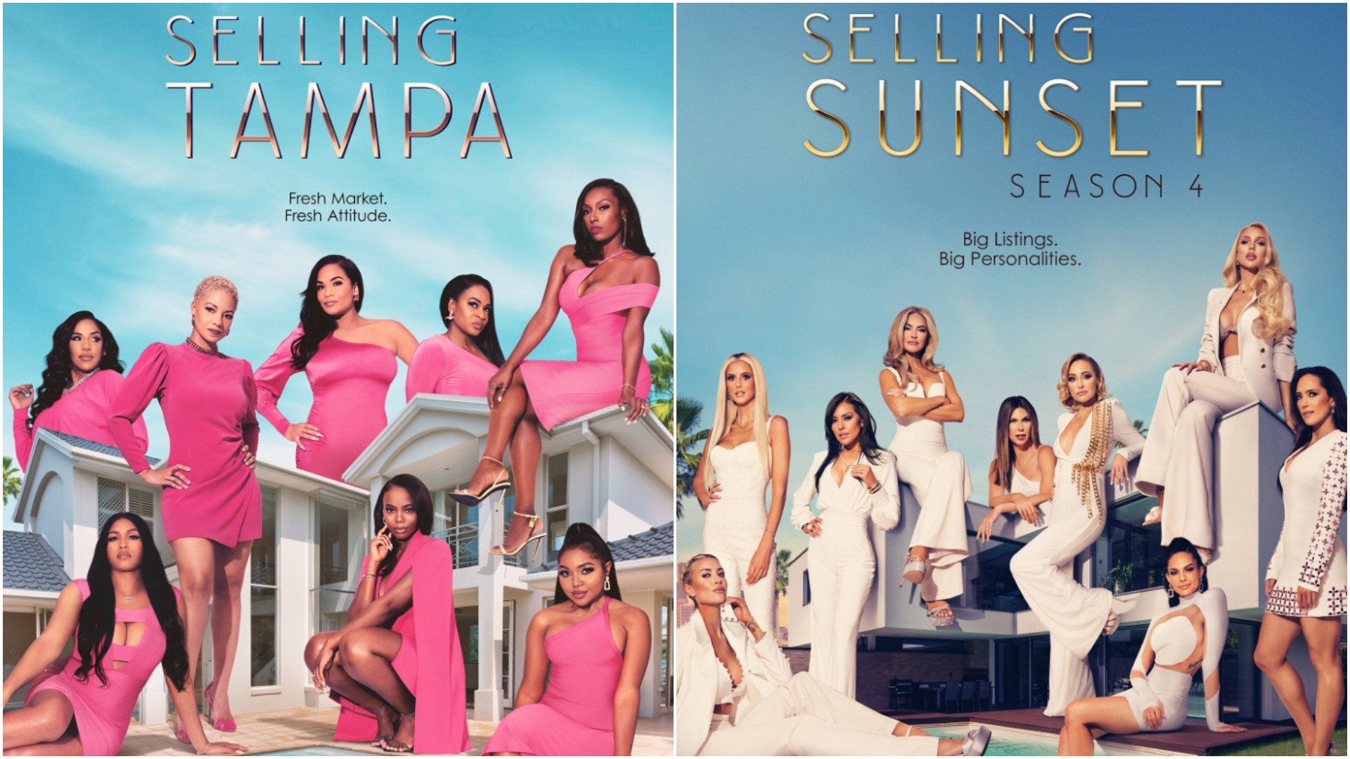 Netflix's promo image for 'Selling Tampa'; promo image for season 4 of 'Selling Sunset'