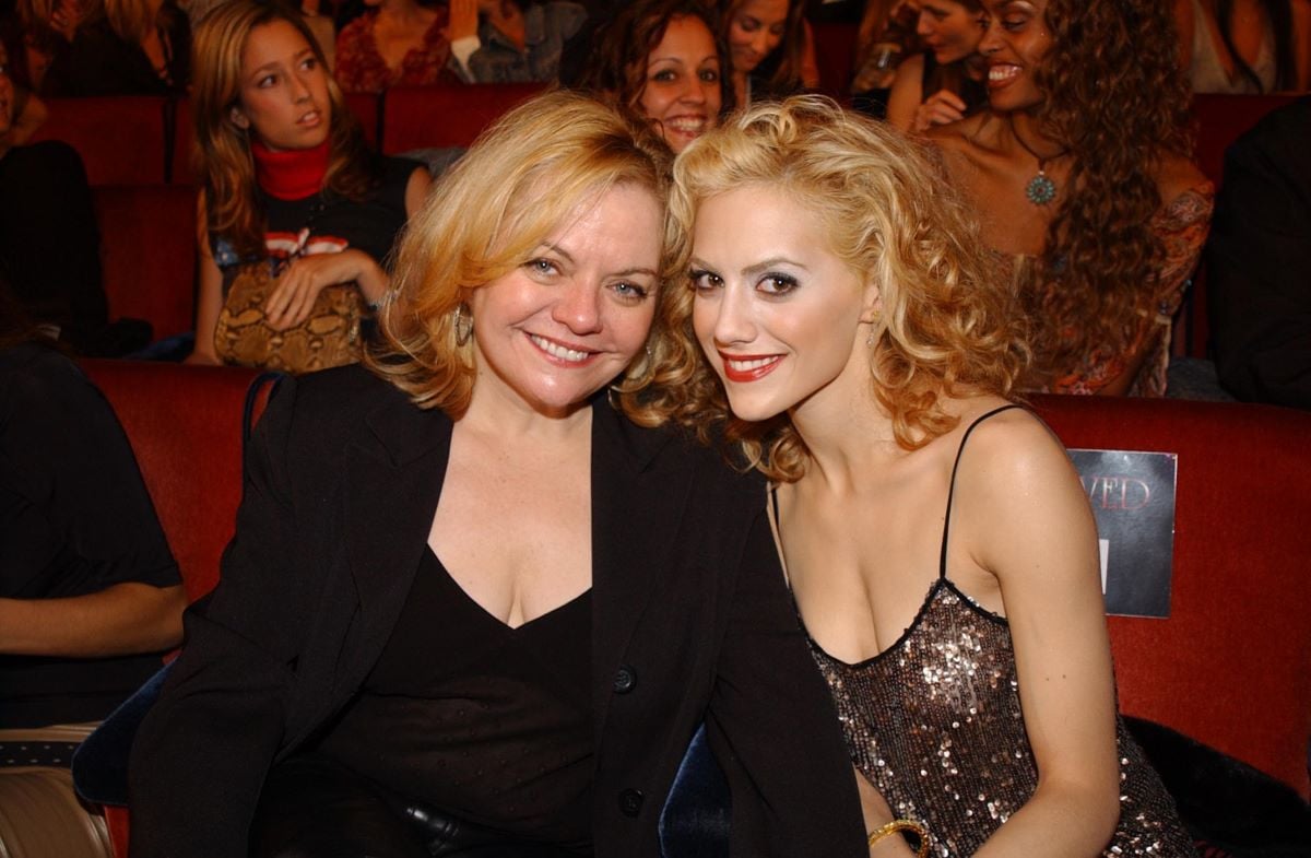 Sharon Murphy in black, smiling with her daughter, Brittany Murphy