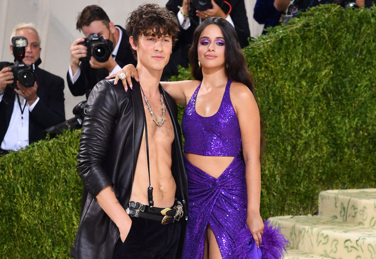 Shawn Mendes and Camila Cabello pose together at the 2021 Met Gala.