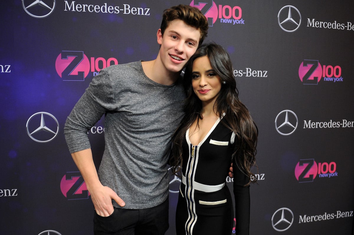 Shawn Mendes and Camila Cabello pose together at an event.