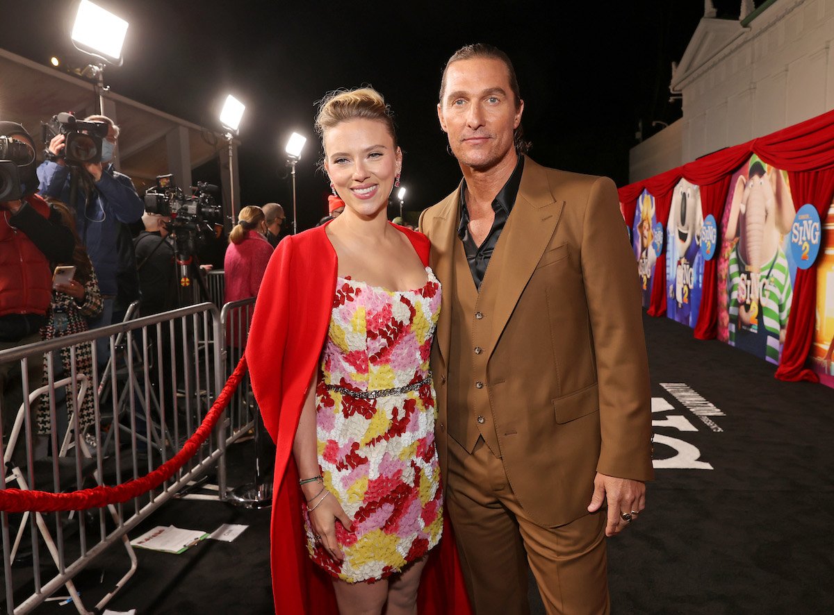 Scarlett Johansson and Matthew McConaughey attend the premiere 'Sing 2'