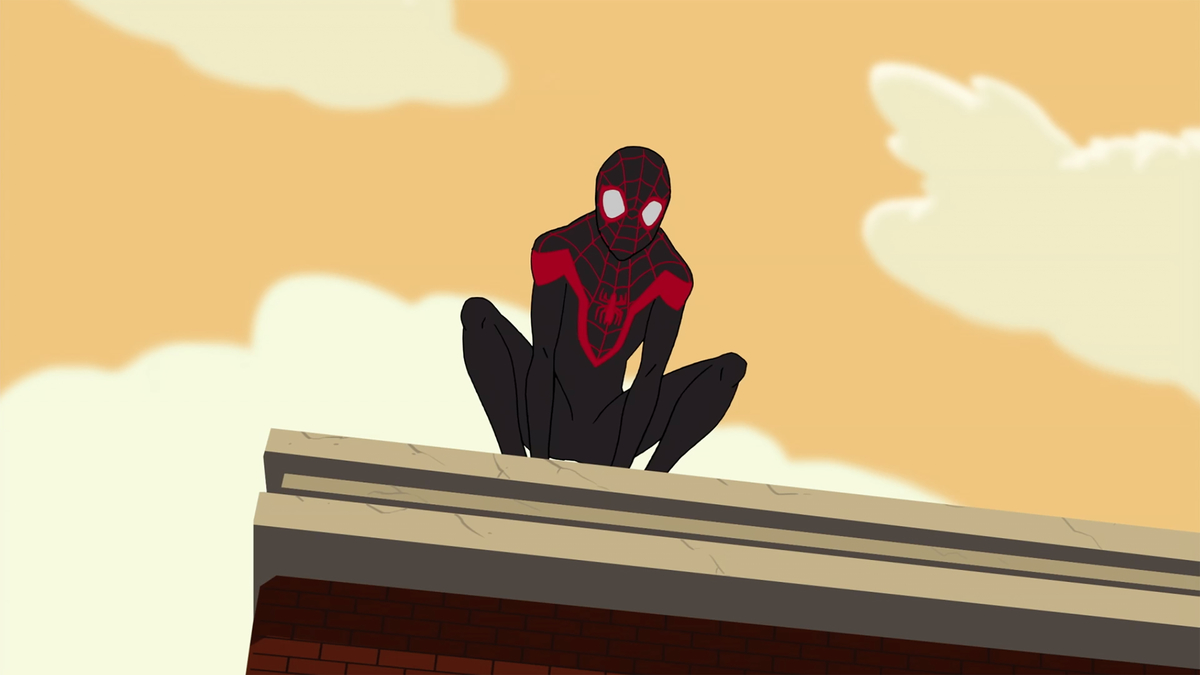 Miles Morales from "Ultimate Spider-Man" who appears in the 'Spider-Man: Across the Spider-Verse' trailer with Spider-Man 2099