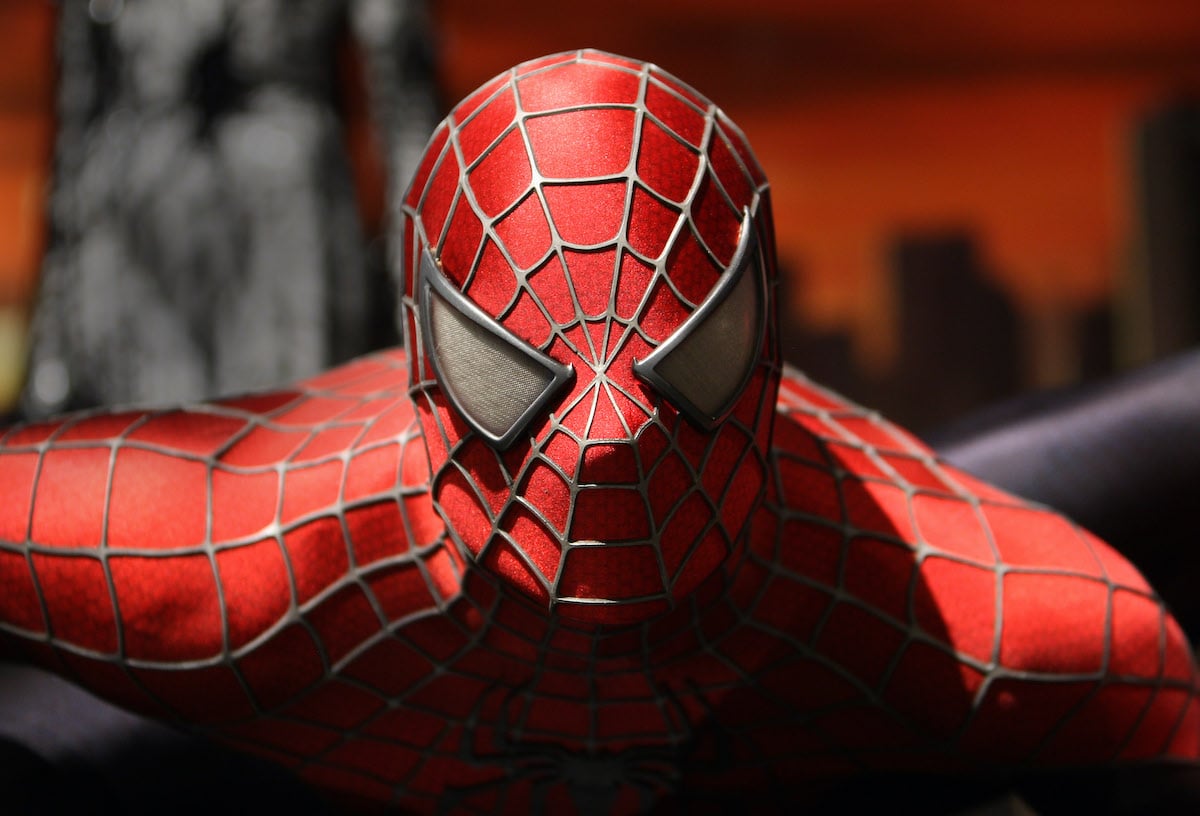 The costume worn by actor Tobey Maguire in the movie "Spider-Man 3", 2007 designed by James Acheson on display May 5, 2008 during a preview of "Superheroes: Fashion and Fantasy" in The Costume Institute at The Metropolitan Museum of Art in New York. | STAN HONDA/AFP via Getty Images