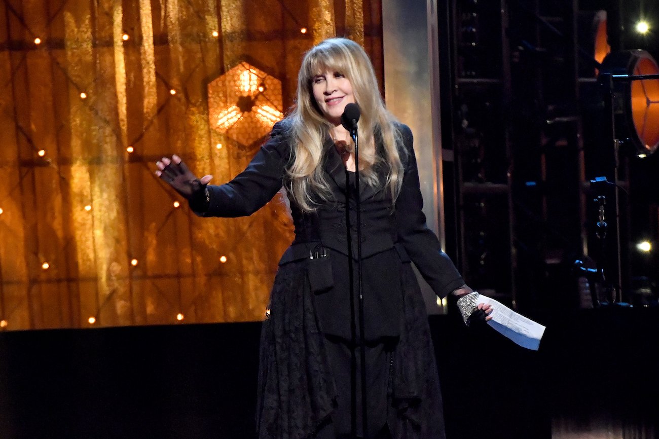 Stevie Nicks at her Rock & Roll Hall of Fame induction in 2019.