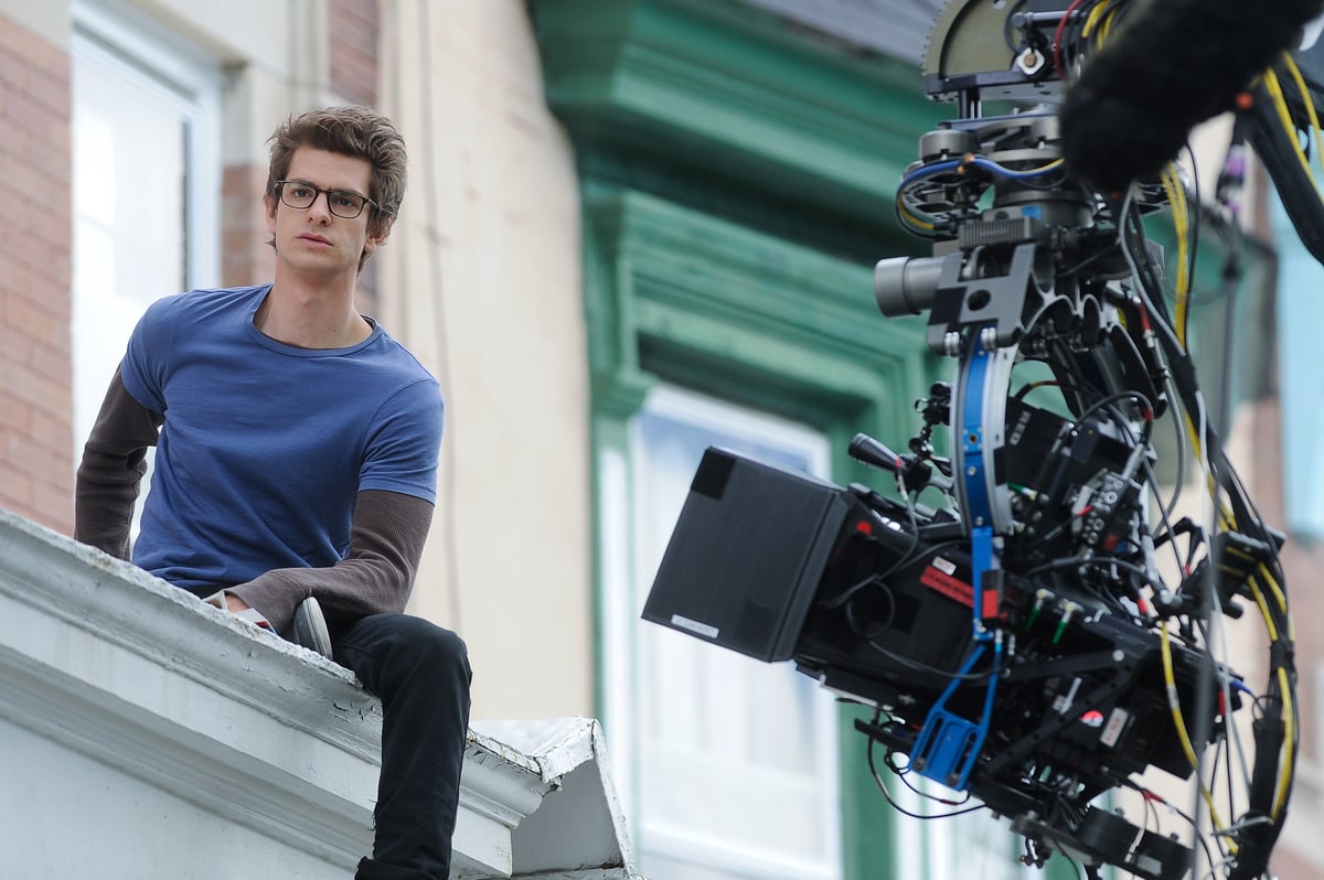 Andrew Garfield filming 'The Amazing Spider-Man'