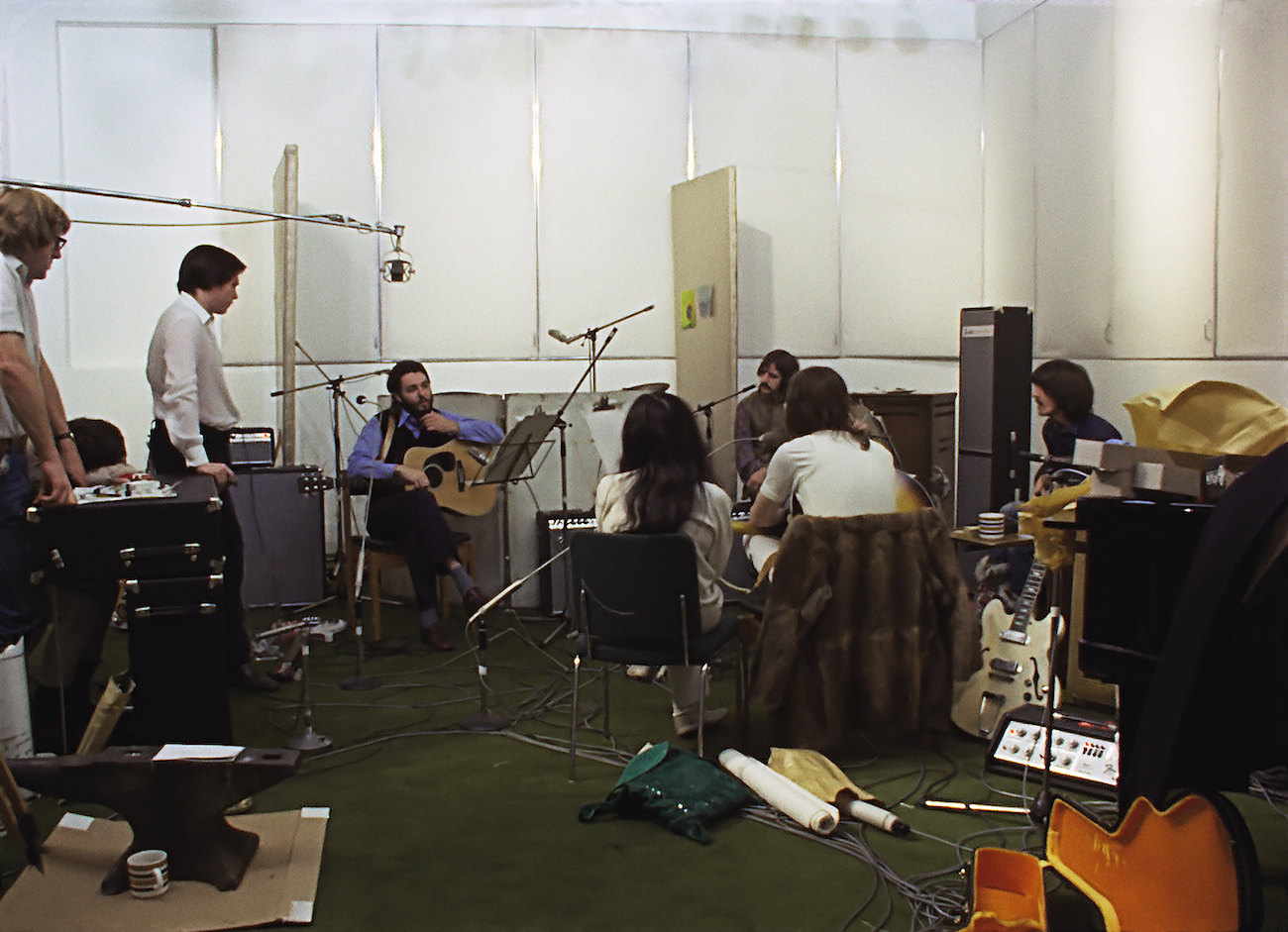 The Beatles rehearsing 'Let It Be' at Apple Studios, 1969.