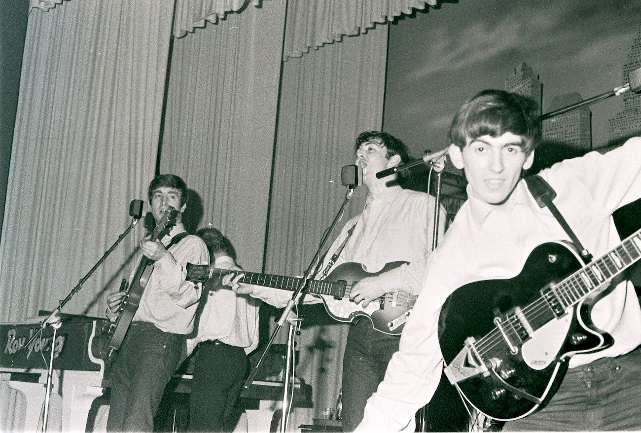 The Beatles performing at the Star Club in Hamburg, Germany, 1962.