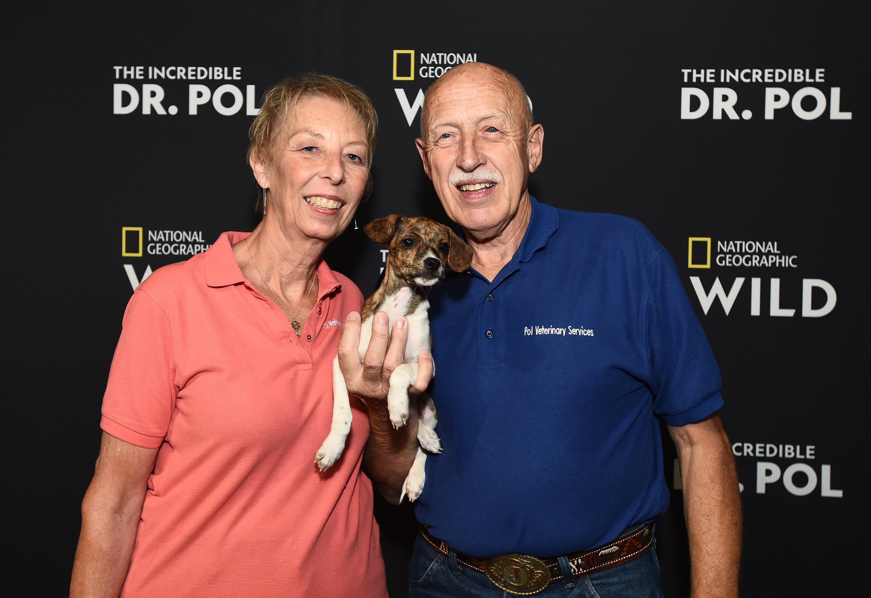 'The Incredible Dr. Pol' stars Diane Pol and veterinarian Dr. Jan Pol with a furry friend.
