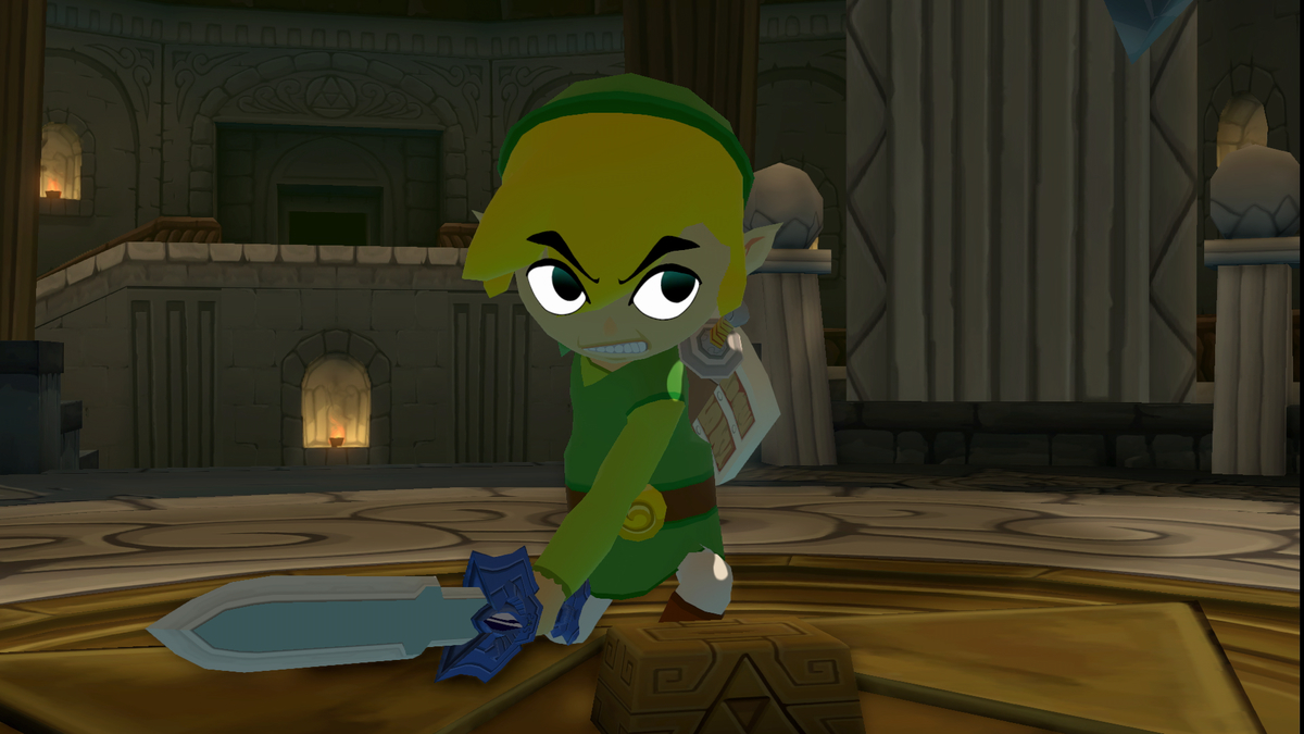 The 'Phantom Hourglass' Link with the Master Sword from 'The Legend of Zelda: Wind Waker'