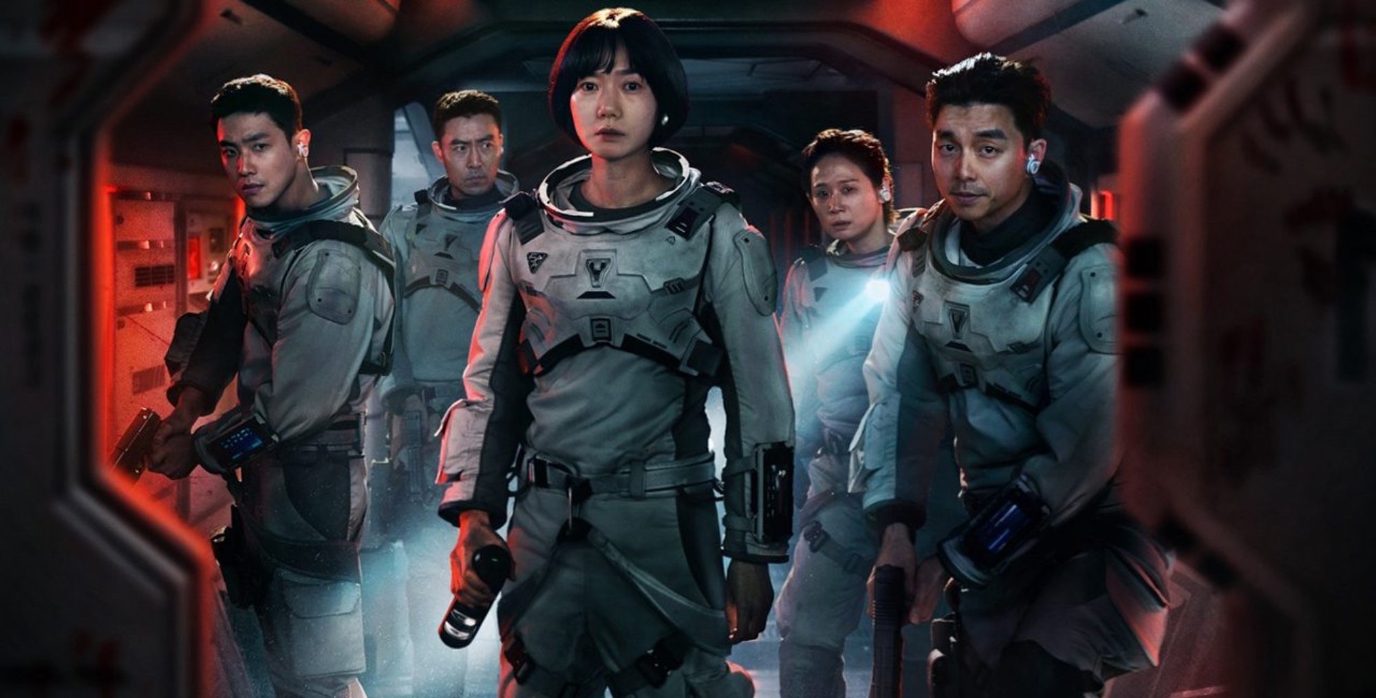 'The Silent Sea' main cast members for Netflix K-drama wearing space suits.