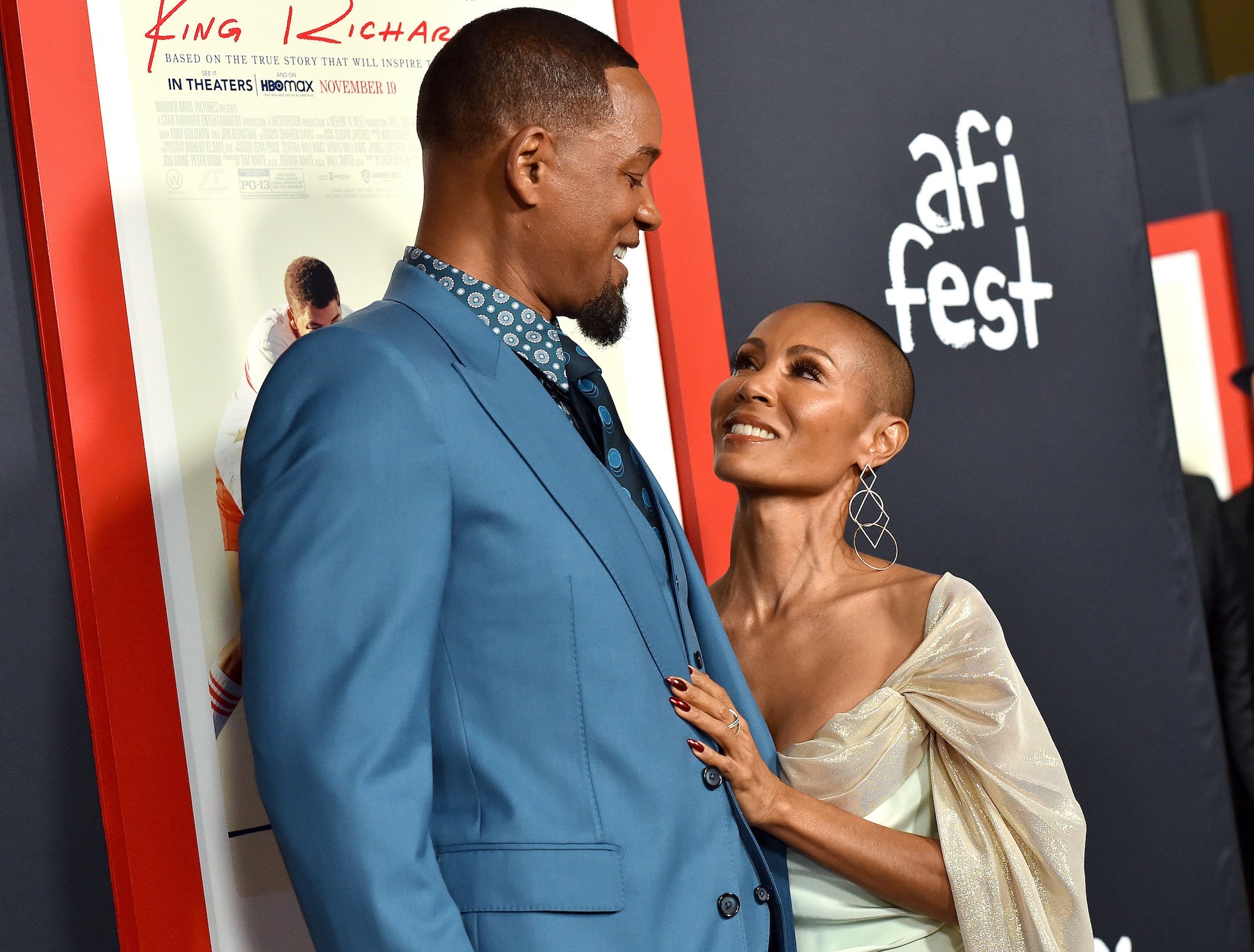 Will Smith and Jada Pinkett Smith look into each other's eyes
