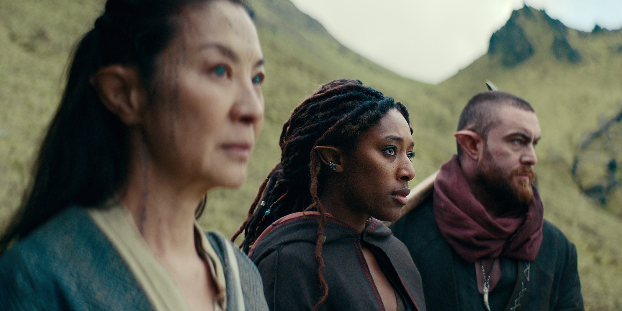 Michelle Yeoh, Sophia Brown, and Laurence O'Fuarain in 'The Witcher: Blood Origin' trailer.