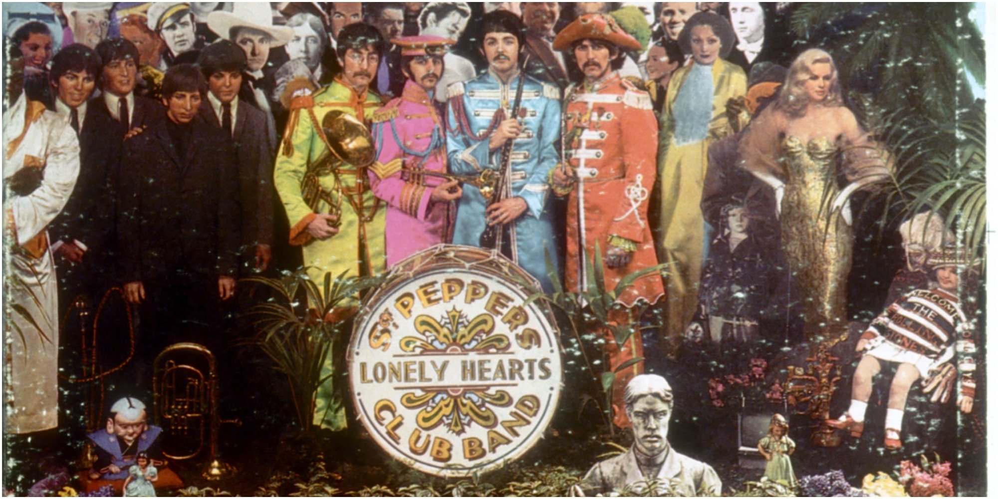 Album art for The Beatles album Sgt. Pepper's Lonely Hearts Club Band.