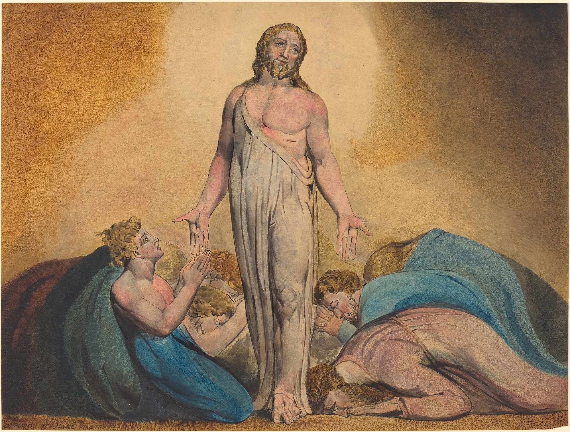 An image of Jesus Christ's disciples bowing before their Lord