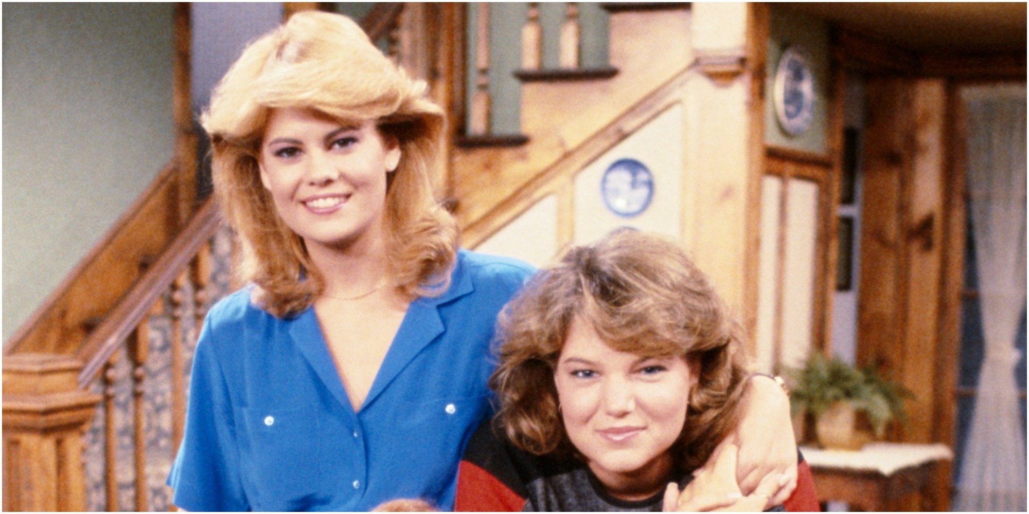 Lisa Welchel and Mindy Cohn pose for a publicity photograph for The Facts of Life.