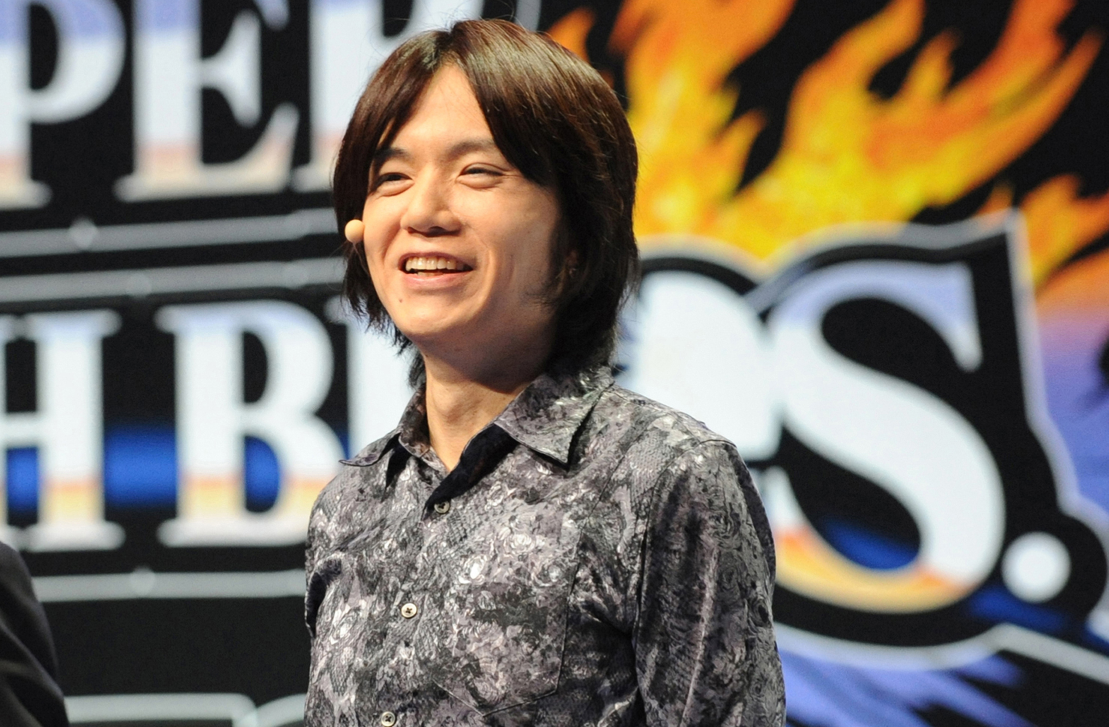 Masahiro Sakurai on stage at E3 2014