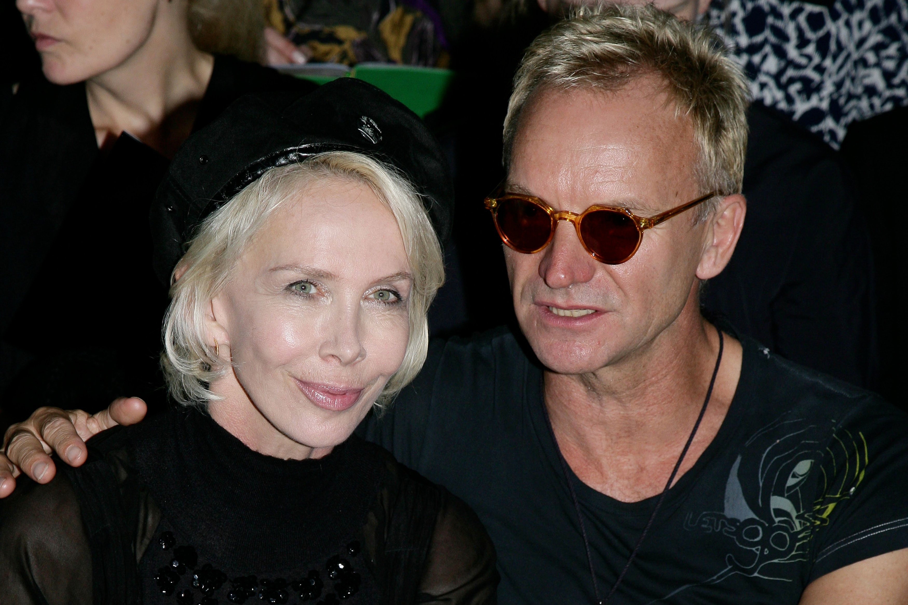 Trudie Styler and Sting wearing black