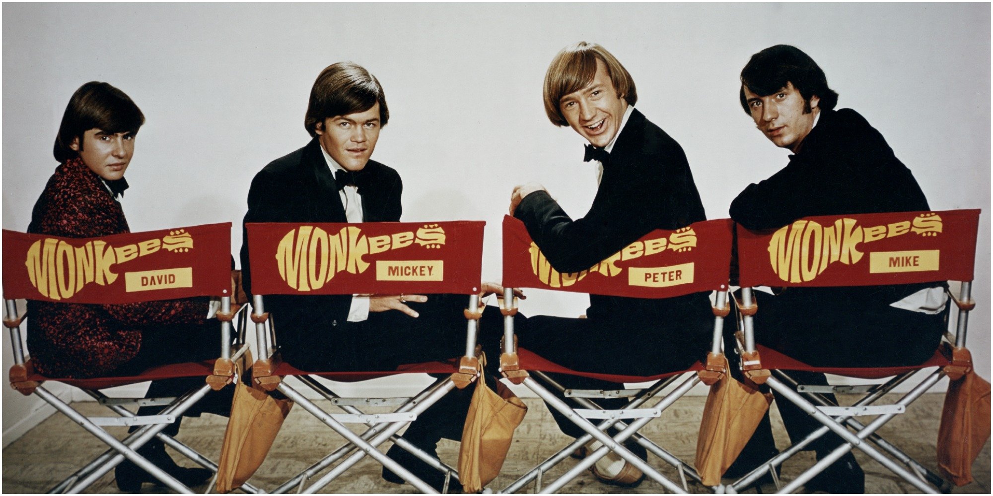 The Monkees cast includes Davy Jones, Mike Nesmith, Mickey Dolenz, and Peter Tork.