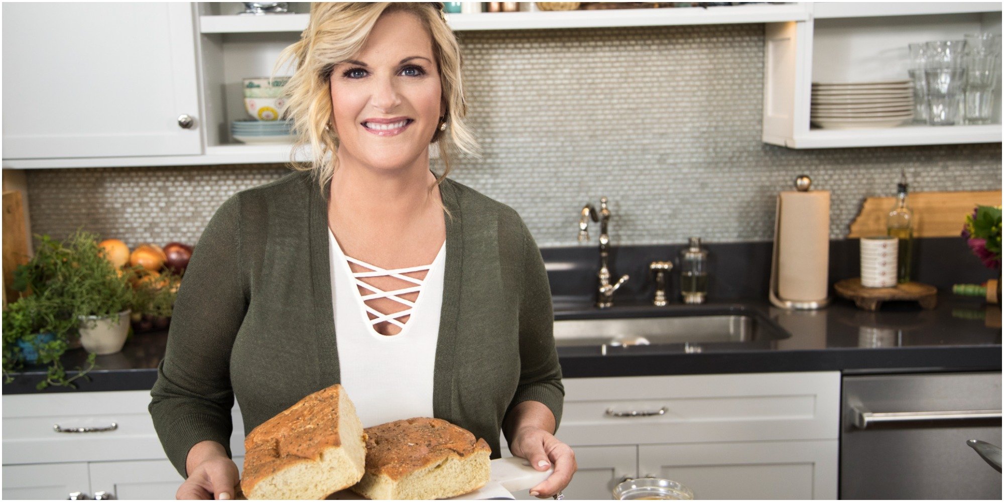 Trisha Yearwood poses in her home kitchen, the set of Trisha's Southern Kitchen.