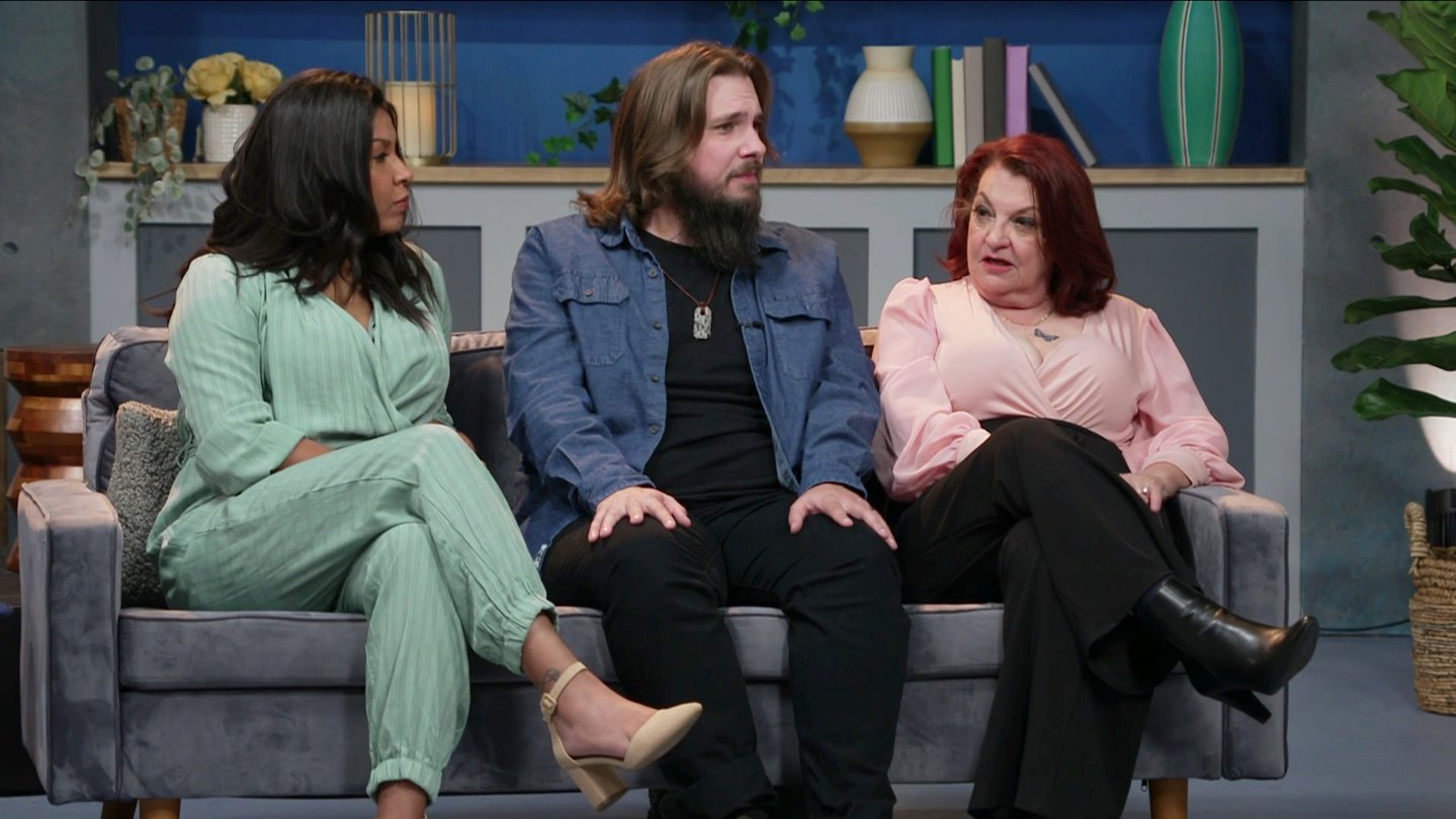 '90 Day: The Single Life' stars Vanessa Guerra, Colt Johnson, and Debbie Johnson sitting on a couch together at the tell-all.