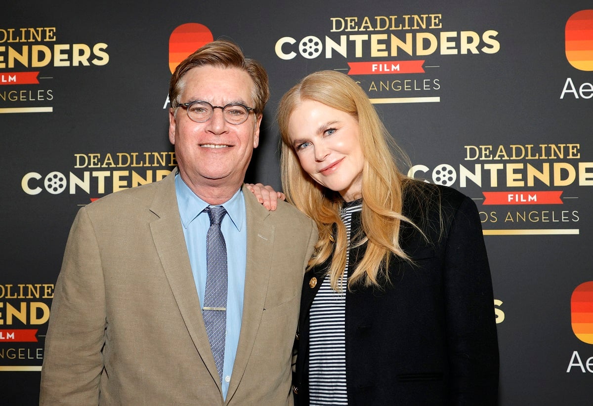 Aaron Sorkin smiling with Nicole Kidman.