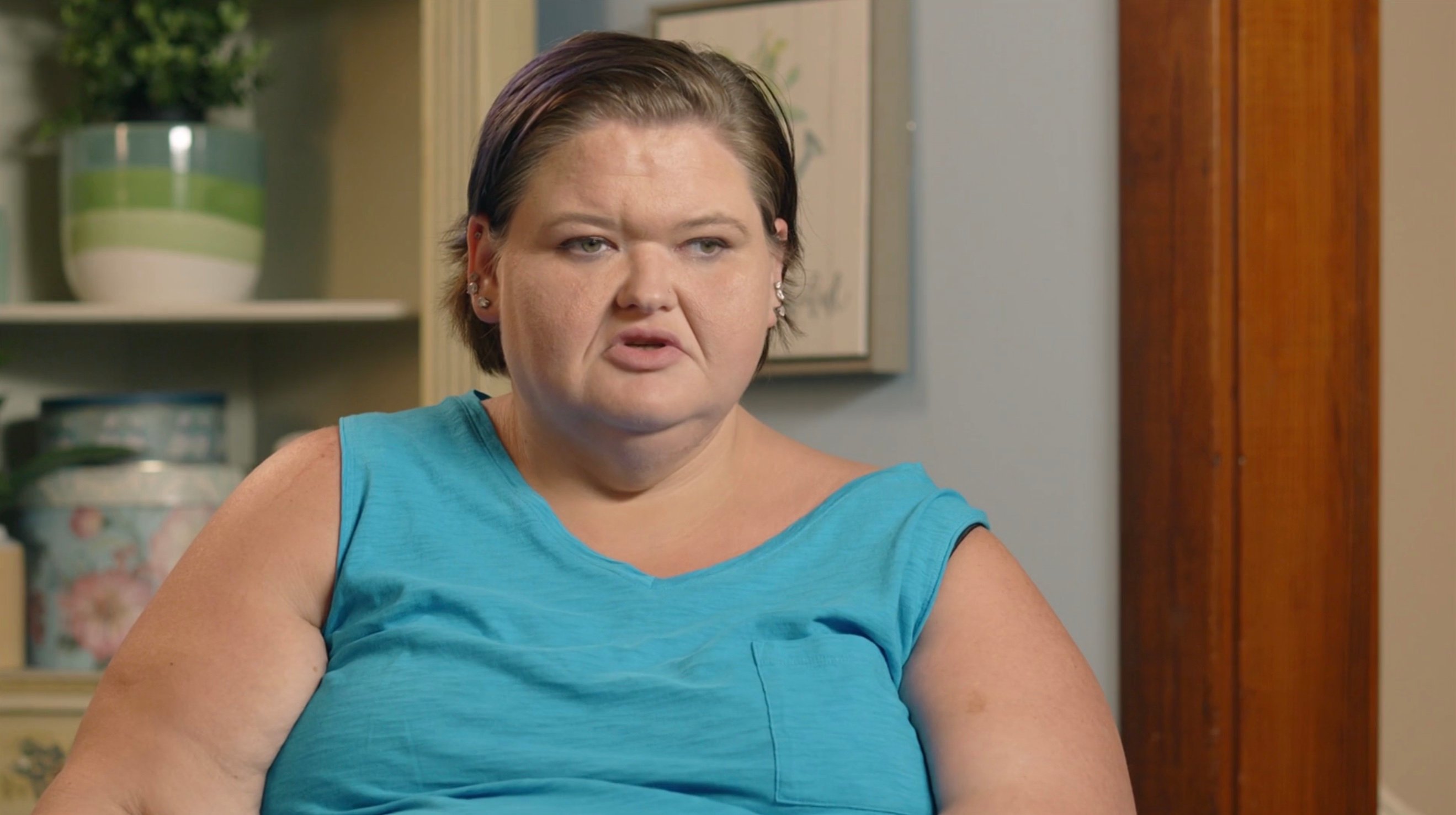 Amy Slaton-Halterman sits for an interview in the TLC series '1000-lb Sisters'