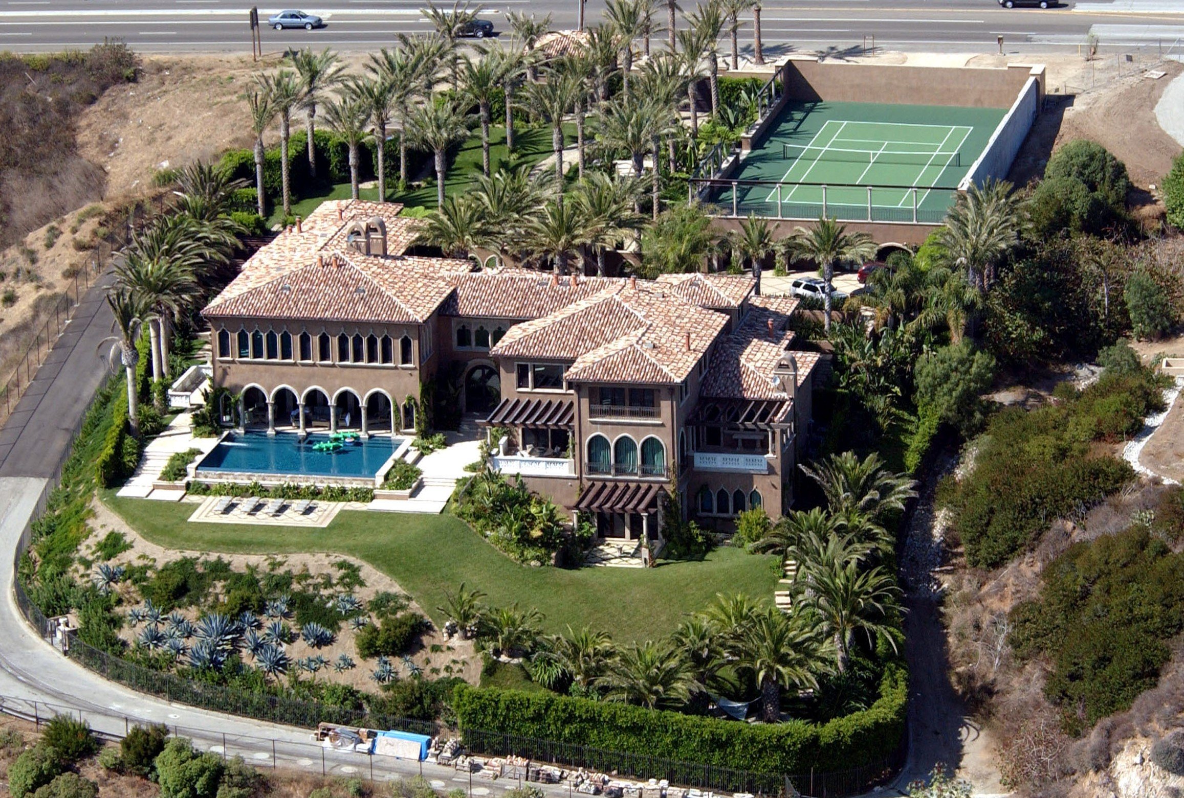 Aerial view of singer Cher's Malibu home