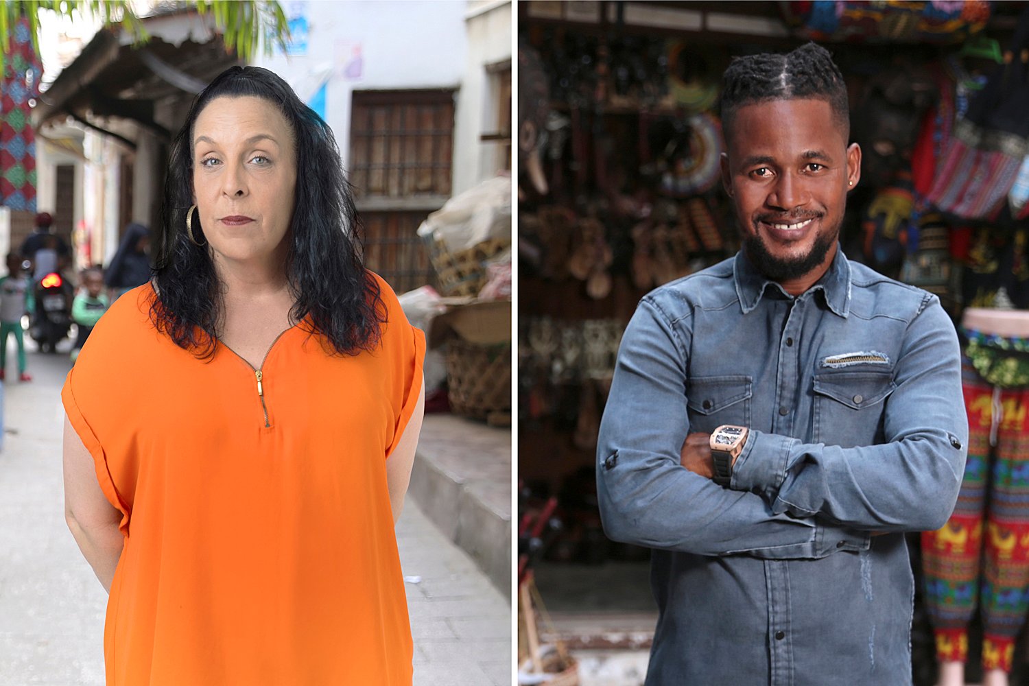 'Before the 90 Days' Season 5 stars Kimberly wearing a bright orange top and Usman wearing a denim button down