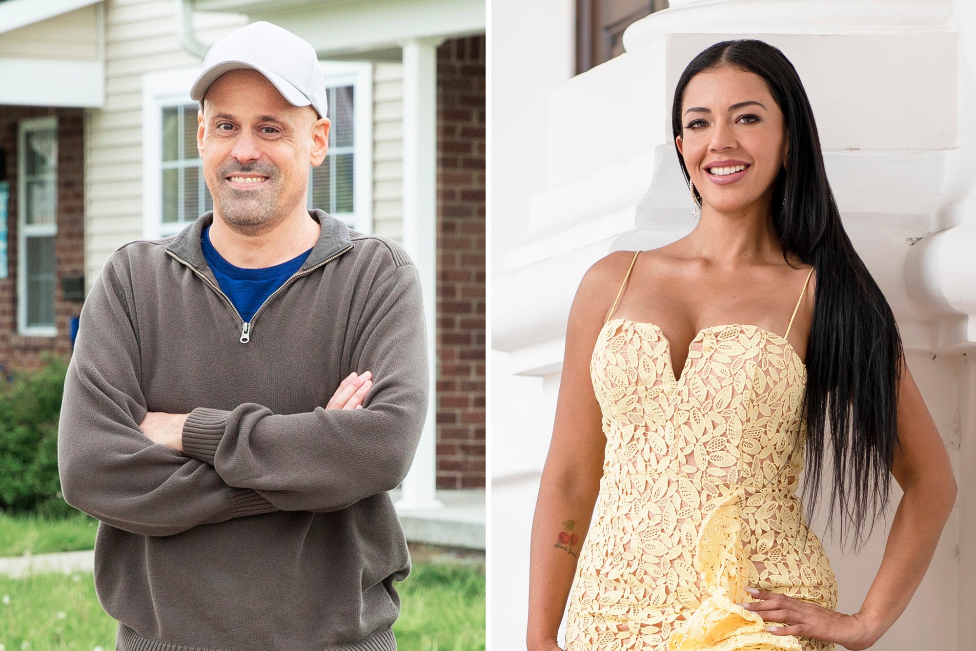 'Before the 90 Days' Season 5 couple Gino and Jasmine with Gino wearing a quarter zip sweater and hat while Jasmine wears a yellow sundress