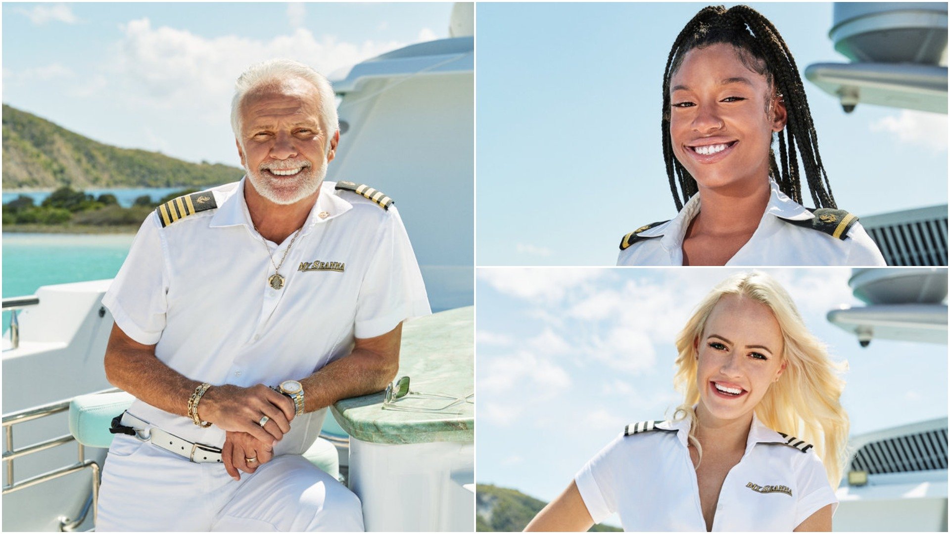 Captain Lee Rosbach, Rayna Lindsey, and Heather Chase cast photos from Below Deck Season 9