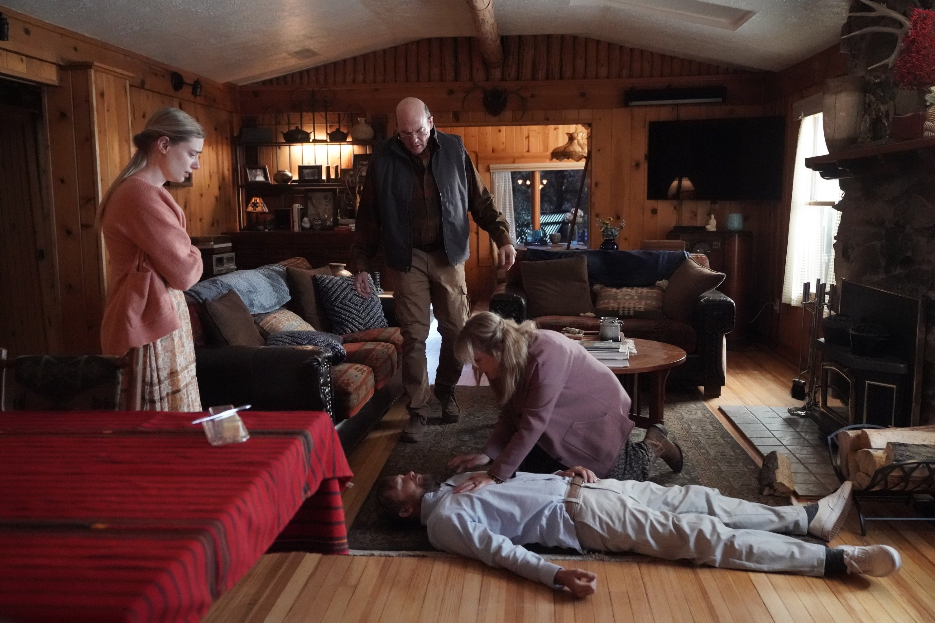 'Big Sky' Season 2 actors John Carroll Lynch and Anja Savcic watch Romy Rosemont try to revive Brian Geraghty