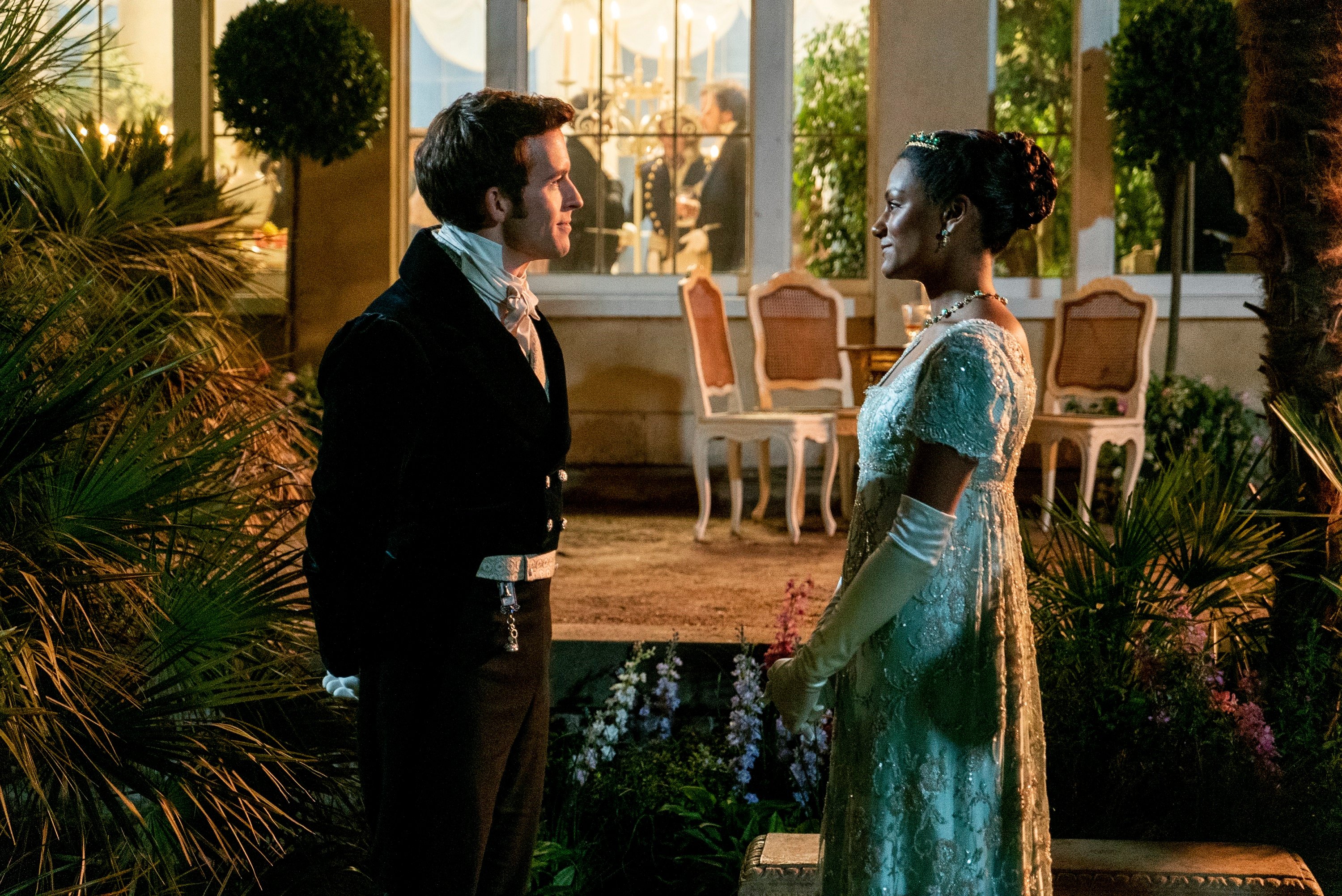 'Bridgerton': Jonathan Bailey and Simone Ashley stare at each other as Anthony Bridgerton and Kate Sharma