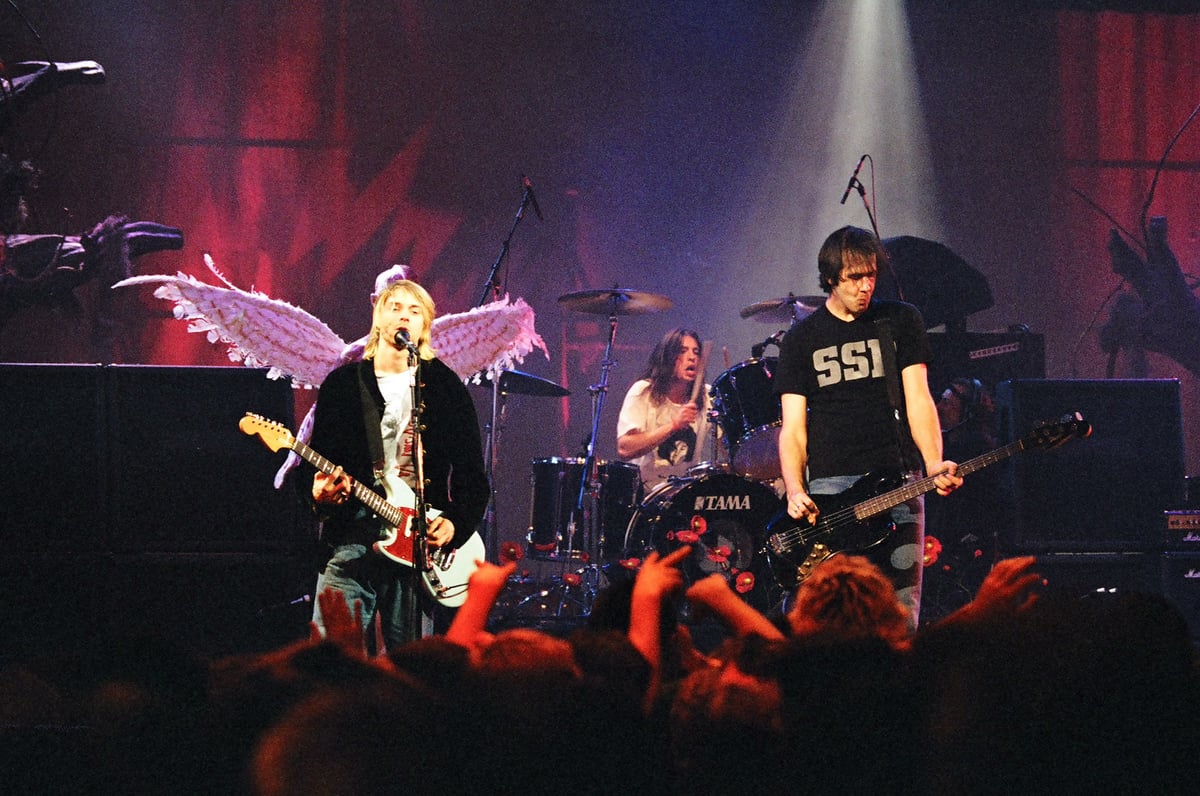 Kurt Cobain, Dave Grohl and Krist Novoselic of Nirvana, their song 'Something in the Way' appeared in 'The Batman' trailer