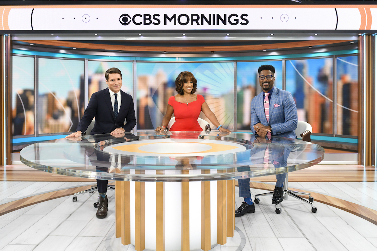 CBS Mornings cast Tony Dokoupil (left), Gayle King, and Nate Burleson