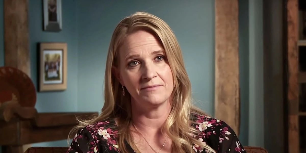 Christine Brown wearing a floral shirt during confessional for 'Sister Wives'