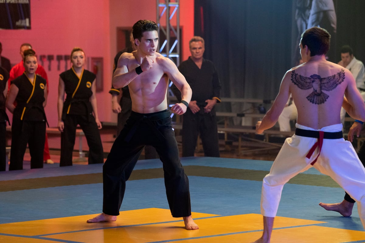 'Cobra Kai' cast members Tanner Buchanan and Jacob Bertrand fight at the All-Valley Karate Tournaments